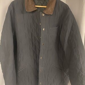 Men's Orvis Black Quilted Jacket with Brown Collar